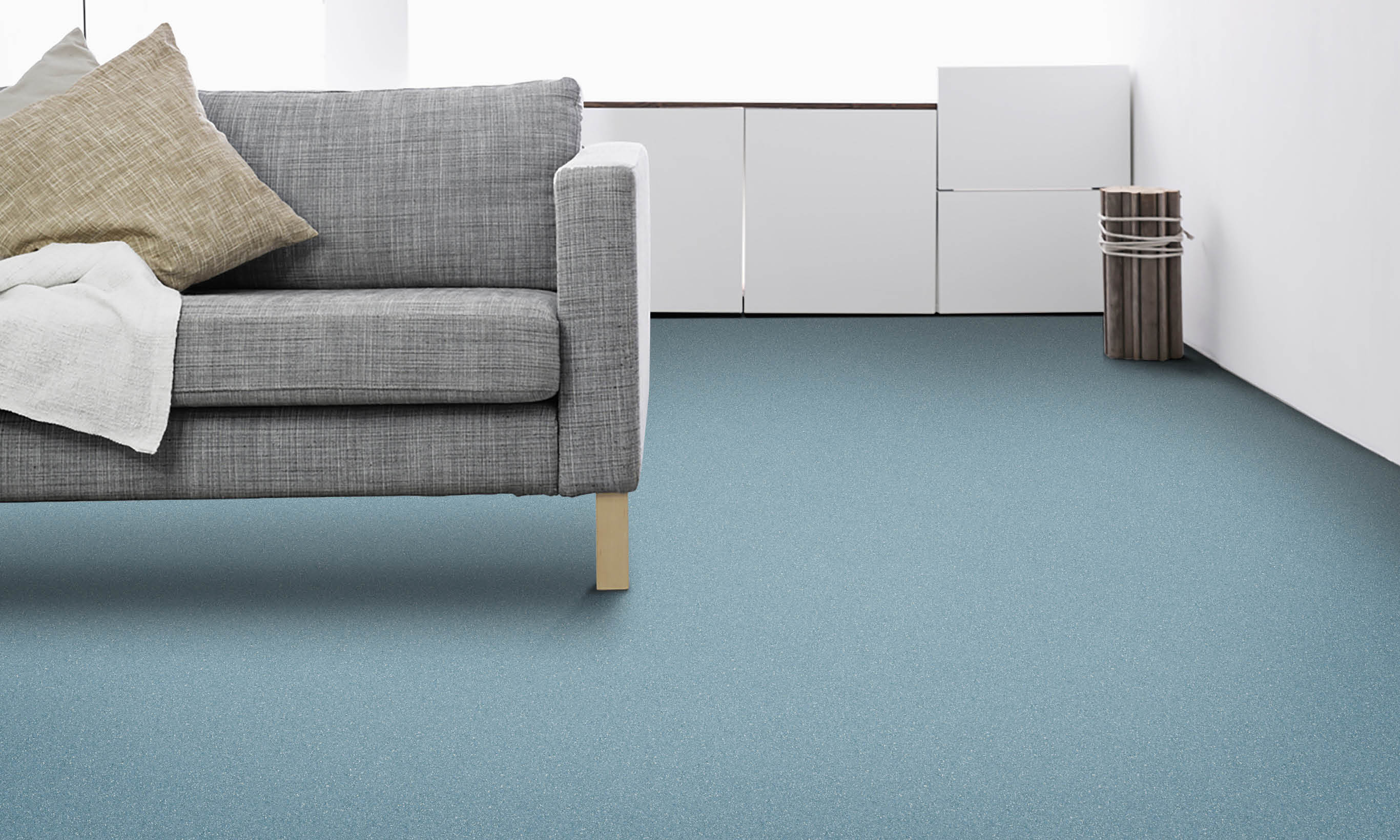 Modern living room with couch and sideboard