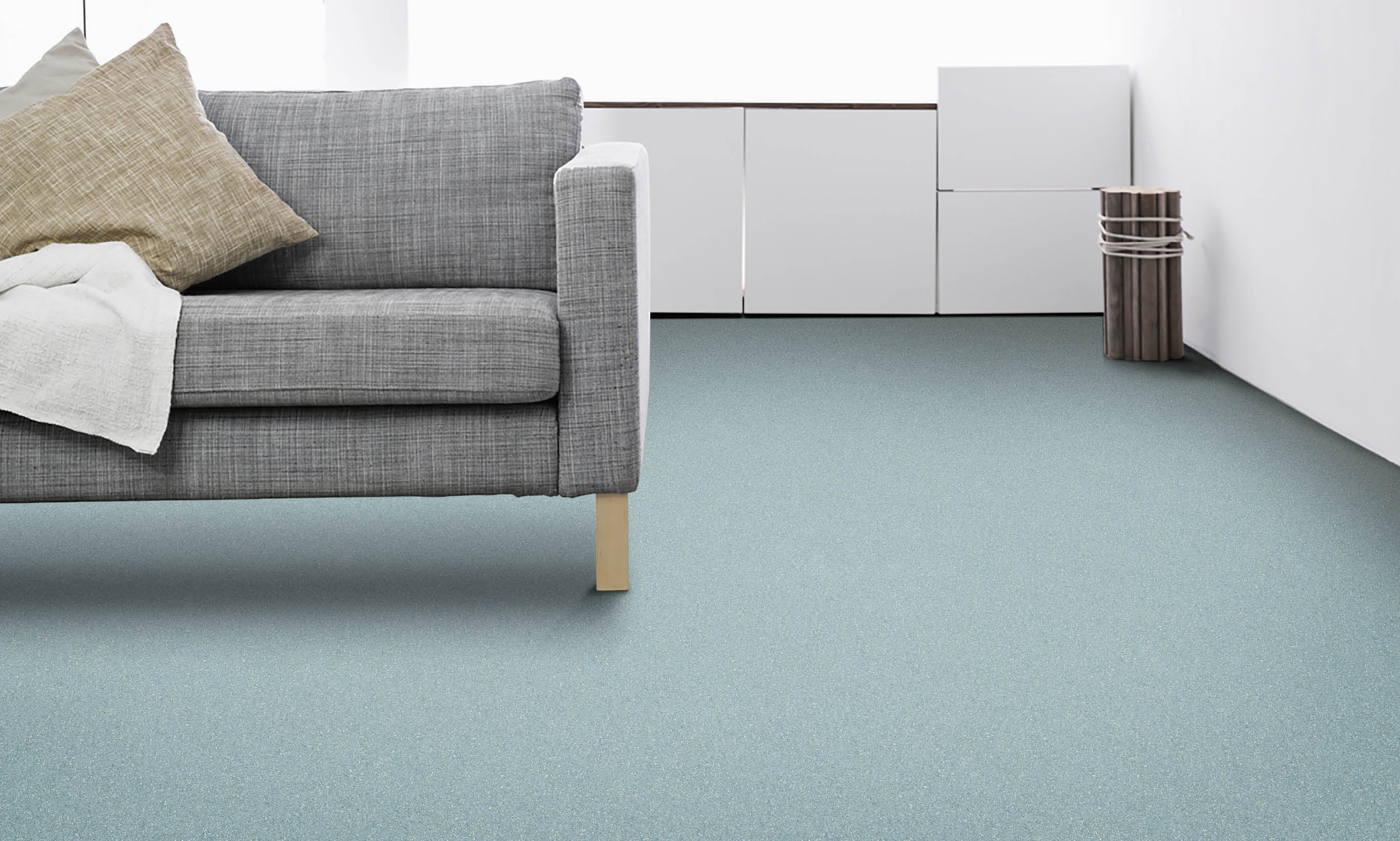 Modern living room with couch and sideboard